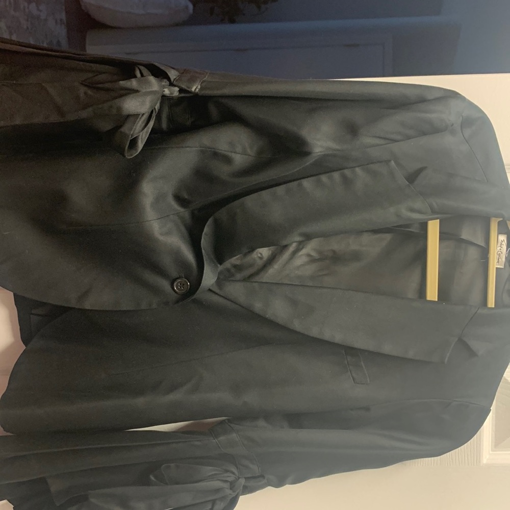 Black blazer with ties on sleeve
